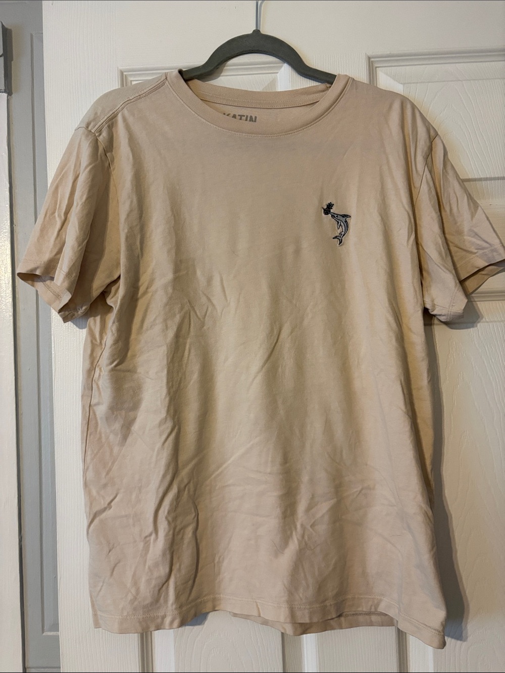 Katin Beige Short Sleeve Crewneck Tee with Subtle Fish Logo